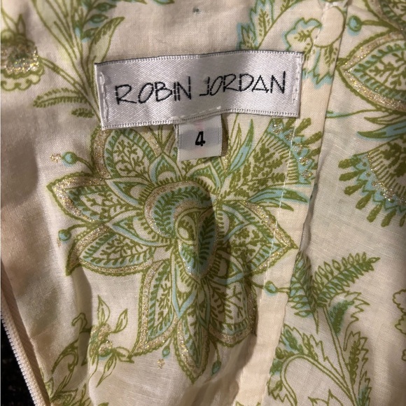 Robin Jordan green and gold strapless dress 4 - Picture 6 of 6